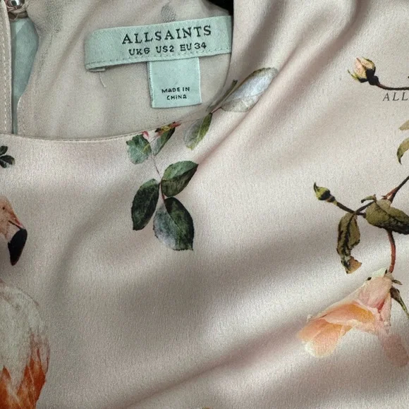 AllSaints Norah Fabia Long Sleeve Handkerchief Hem Midi Dress - Picture 8 of 9